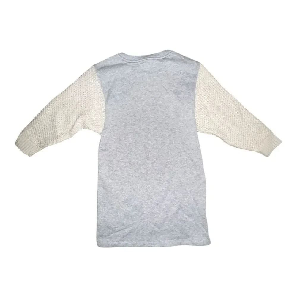 Gymboree Cozy Heather Gray Ivory Sweater Sleeve Sweatshirt Dress Small NWT